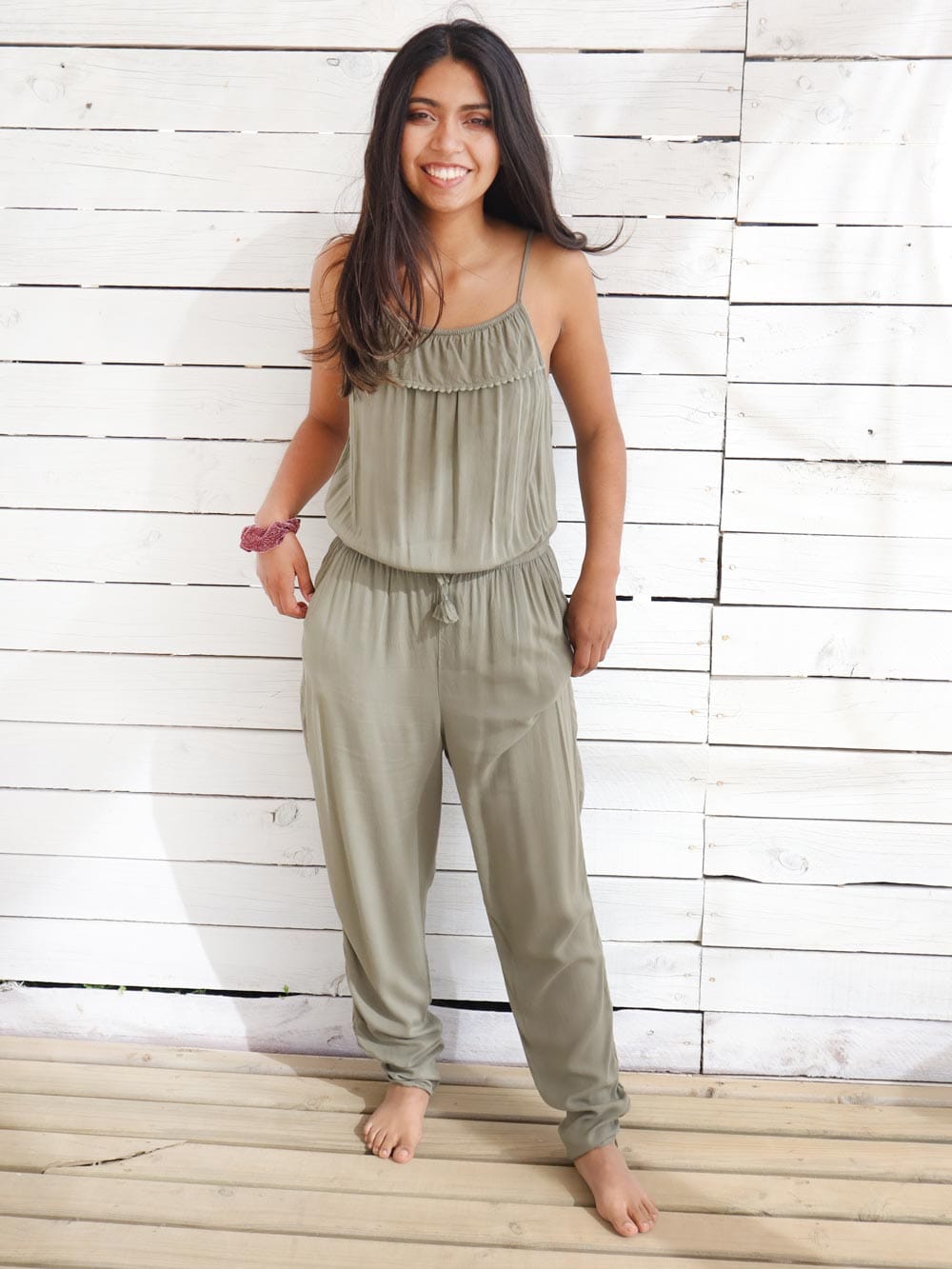 H&M — H&M Enterito Largo Color Caqu · Talla <XS