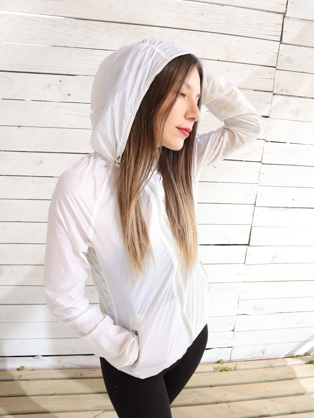Roxy — Cortaviento Blanco Reflectante · Talla S